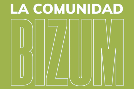 BIZUM ALCANZA LOS 20 MILLONES DE USUARIOS Y LOS 1.000 MILLONES DE OPERACIONES Texto blanco sobre fondo verde lima que dice: La Comunidad Bizum