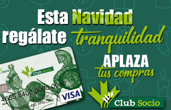 Con tu tarjeta del Club del Socio, puedes aplazar el pago de tus compras a 6 meses para compras iguales o superiores a 180€, hasta el 07/01/2026. Click aquí para más información. 