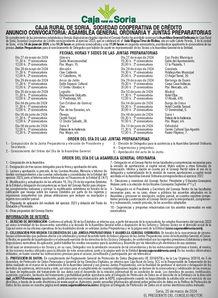 Convocatoria del Ejercicio 2023