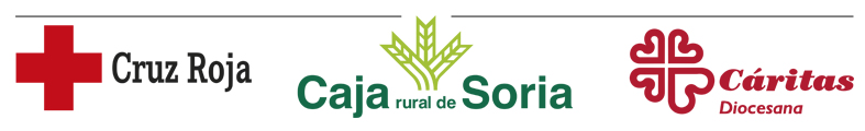 Logos de Cruz Roja, Caja Rural de Soria y Cáritas Diocesana