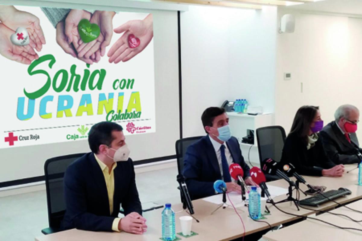 Caja Rural de Soria, Cruz Roja de Soria y Cáritas Diocesana hablan en una rueda de prensa