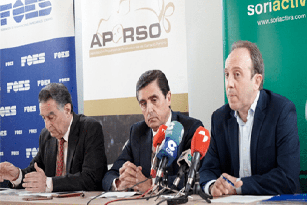 Rueda de prensa tras la firma del convenio entre Caja rural de Soria. APORSO y Soriactiva