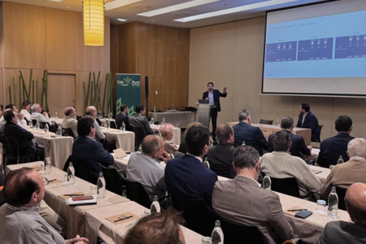 actualidad económica Ponente de analistas financieros internacionales (AFI) imparte la conferencia delante del público