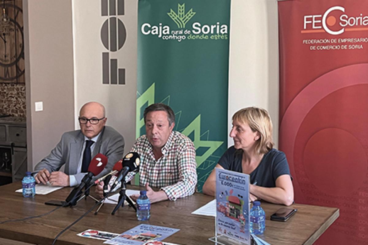 a Federación de Empresarios de Comercio de Soria (FECSoria) y Soriacentro junto a Juan Antonio Tierno, responsable de Instituciones de Caja Rural de Soria, presentaron el pasado lunes la XVI edición del Eurocentrín