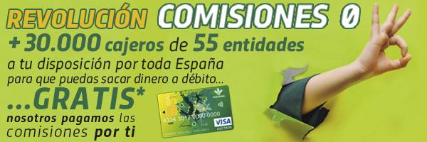 Oferta Comisiones Cero Caja Rural de Soria Joven In, Nosotros pagamos las comisones por ti en más de 30.000 cajeros de toda españa de Entidades ajenas - Tarjetas Caja Rural 