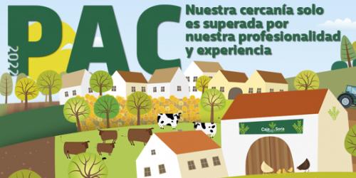 PAC Nuestra cercanía solo es superadoa por nuestra profesionalidad y experiencia PAC: Imagen de pueblo, vida rural, casas, parcelas, vacas, ovejas, gallinas ,gatos,...